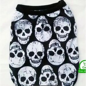 Dog T-shirt Apparel Black & White Skull Emo Shirt For  Small Dogs